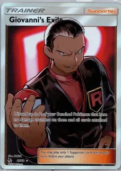 Pokemon TCG Giovanni's Exile Trainer Full Art Ultra Rare Card 67/68 Hidden Fates - Image 1