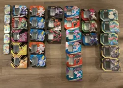 Empty Pokemon Tin Lot - 30 empty tins plus 12 bonus mini tins NO CARDS, NO PACKS - Image 1