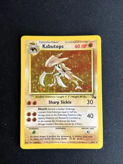 Pokemon TCG Kabutops Holo Rare Card 9/62 Fossil Unlimited 1999 Vintage - Image 1