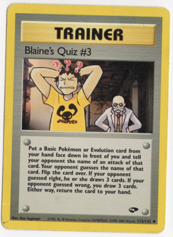 Blaine's Quiz #3 112/132 Gym Challenge Pokemon Card - Image 1