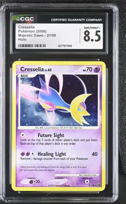 CGC 8.5 Cresselia 2008 Majestic Dawn 2/100 Holo Pokemon Card - Image 1