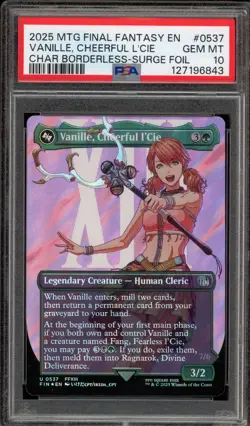 Magic MTG Vanille, Cheerful I'Cie FF CHAR Borderless Surge Foil #0537 PSA 10 - Image 1