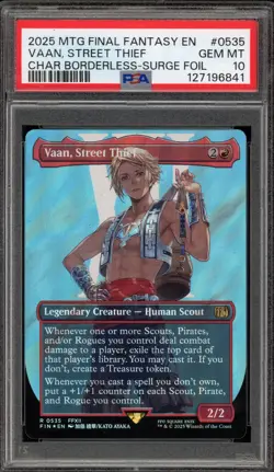 Magic MTG Vaan, Street Thief FF CHAR Borderless Surge Foil #0535 PSA 10 Gem Mint - Image 1