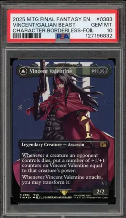 Magic MTG Vincent Valentine/Galian Beast FF CHAR Borderless Foil #0383 PSA 10 - Image 1