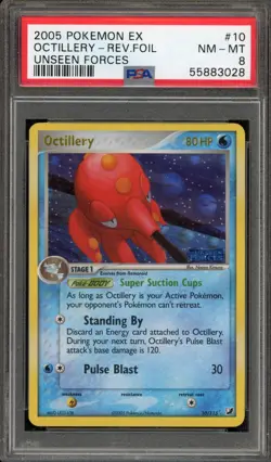 Pokemon Octillery EX Unseen Forces Reverse Holo Rare #10 PSA 8 - Image 1