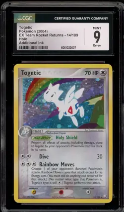 Pokemon Togetic EX Team Rocket Returns JPN Holo #14 ADDITIONAL INK ERROR CGC 9 - Image 1