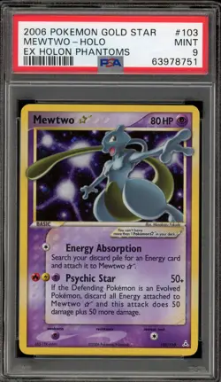 Pokemon Mewtwo Gold Star EX Holon Phantoms Holo Ultra Rare #103 PSA 9 Mint - Image 1