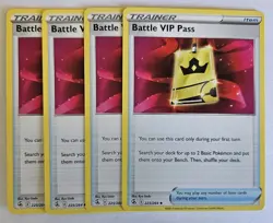 Battle VIP Pass 225/264 x4 Fusion Strike Playset Pokemon TCG NM - Image 1