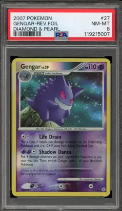 Pokemon Gengar Diamond & Pearl Reverse Holo Rare #27 PSA 8 - Image 1