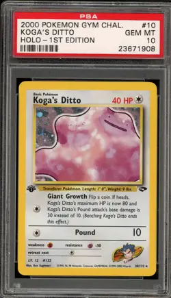 Pokemon Koga's Ditto Gym Challenge 1st Edition Holo Rare #10 PSA 10 Gem Mint - Image 1