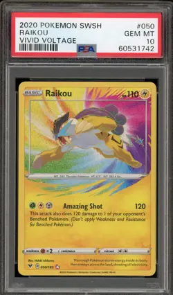 Pokemon Raikou Vivid Voltage Amazing Rare #050 PSA 10 Gem Mint - Image 1