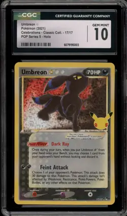 Pokemon Umbreon Gold Star Celebrations Classic Coll POP Series 5 Holo #17 CGC 10 - Image 1