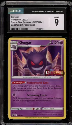 Pokemon Gengar Lost Origin Prerelease Holo Promo SWSH241 CGC 9 Mint - Image 1