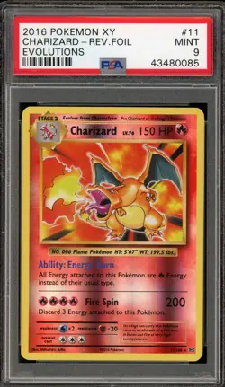Pokemon Charizard XY Evolutions Reverse Holo Rare #11 PSA 9 Mint - Image 1