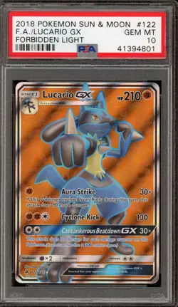 Pokemon Lucario GX Forbidden Light Full Art #122 PSA 10 Gem Mint - Image 1