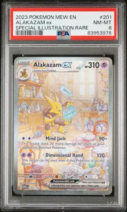 2023 Pokemon Mew EN-151 #201 Alakazam EX Special Illustration Rare PSA 8 - Image 1
