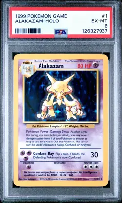 1999 POKEMON BASE SET UNLIMITED #1 ALAKAZAM-HOLO PSA 6 - Image 1