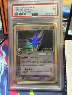 2005 POKEMON EX DELTA SPECIES #4 ESPEON-REVERSE FOIL PSA 5 - Image 1