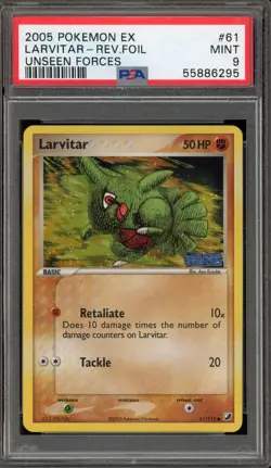 Pokemon Larvitar EX Unseen Forces Reverse Holo #61 PSA 9 Mint - Image 1