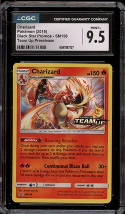 Pokemon Charizard Team Up Prerelease Holo Promo SM158 CGC 9.5 - Image 1