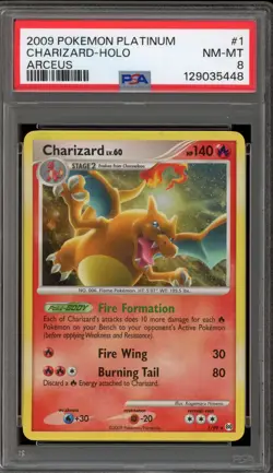 Pokemon Charizard Platinum Arceus Holo Rare #1 PSA 8 - Image 1