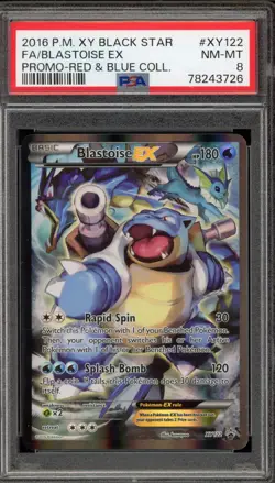 Pokemon Blastoise EX Red & Blue Coll. Black Star Full Art Promo XY122 PSA 8 - Image 1
