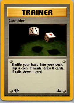 Gambler (Trainer) 1999 Pokemon Fossil 1st Edition 60/62 - Image 1