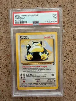 2000 Pokemon Game Snorlax Base II PSA 7 NM - Image 1