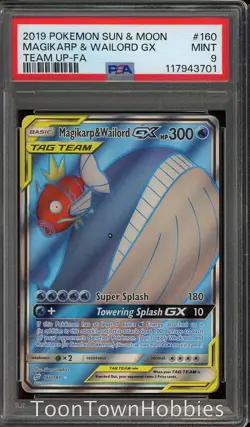 PSA 9 Pokemon - Magikarp & Wailord GX 160/181 Full Art - Sun & Moon Team Up - Image 1