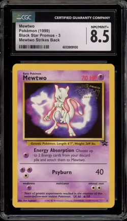 Pokemon Mewtwo WB Movie Black Star Promo #3 CGC 8.5 - Image 1
