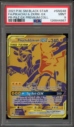 Pokemon Pikachu & Zekrom GX Premium Coll. Full Art Promo SM248 PSA 9 Mint - Image 1