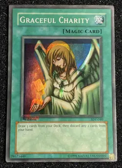 Yugioh Graceful Charity SDP-040 1st Edition Foil Shift Misprint - Image 1