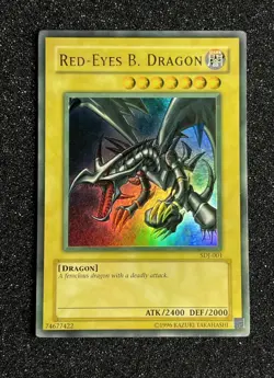 Yugioh Red Eyes Black Dragon SDJ-001 Faded Misprint Unlimited NM - Image 1