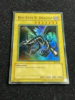 Yugioh Red Eyes Black Dragon SDJ-001 Faded Misprint Unlimited NM - Image 2