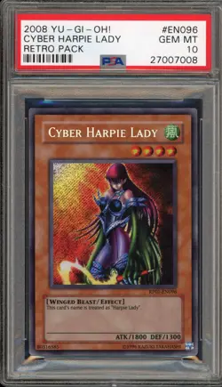 Yu-Gi-Oh! Cyber Harpie Lady 2008 Retro Pk. Secret Rare RP01-EN096 PSA 10 - Image 1