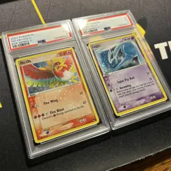 PSA 5 Ho-Oh 1/17 & Lugia 2/17 -Graded Pokemon Cards- Pop Series 5 HOLO BLEED - Image 1