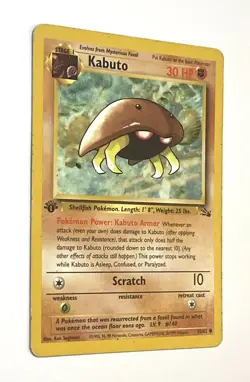Kabuto 50/62 First 1st Edition Fossil Pokemon Common Card HP Heavy Play - Image 2