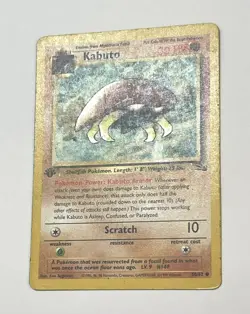 Kabuto 50/62 First 1st Edition Fossil Pokemon Common Card HP Heavy Play - Image 3