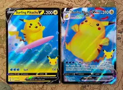 Pokemon Card TCG - Surfing Pikachu V & VMAX Ultra Rare Celebrations Near Mint - Image 1