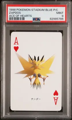 PSA 9 1998 Pokemon Stadium Blue Playing Cards Zapdos Ace Of Hearts - Image 1