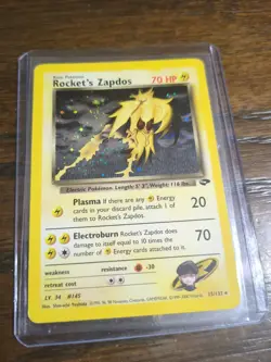 Rocket's Zapdos 15/132 Gym Challenge Holo Wotc Pokemon Card Played Vintage - Image 1