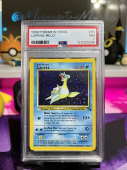 Pokemon TCG Lapras Fossil Holo Unlimited Rare Card 10/62 Vintage WOTC - Image 1