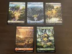 MTG Magic Final Fantasy FOIL Chocobo Track Lands All Holiday Variants 5 Card Lot - Image 1