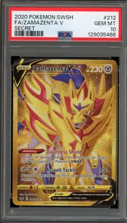 Pokemon Zamazenta V Sword & Shield Secret Rare Full Art #212 PSA 10 Gem Mint - Image 1