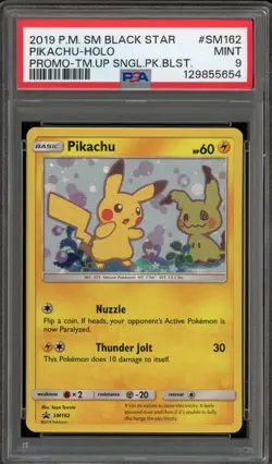 Pokemon Pikachu Team Up Blister Pk. Black Star Holo Promo SM162 PSA 9 Mint - Image 1