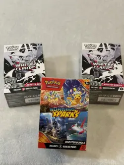 Pokemon TCG Scarlet & Violet Booster Bundle Lot (2x White Flare, Surging Sparks) - Image 1