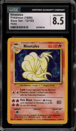 Pokemon Ninetales Base Set Unlimited Holo Rare #12 CGC 8.5 - Image 1