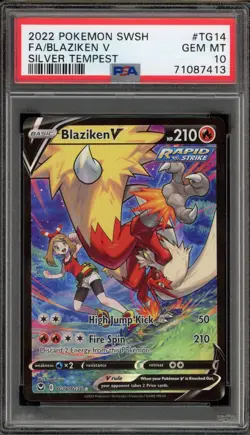 Pokemon Blaziken V Silver Tempest Trainer Gallery Full Art #TG14 PSA 10 - Image 1