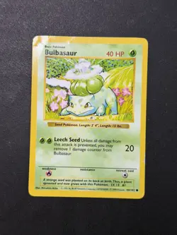 Pokemon TCG Bulbasaur Base Set 44/102 Regular Shadowless Common - Image 1