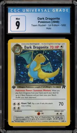 Pokemon Dark Dragonite Team Rocket 1st Edition Holo Rare #5 CGC 9 Mint - Image 1
